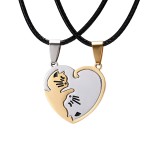 Cat Necklace Factory - OEM Cute Stainless Steel Love Peach Heart Couple