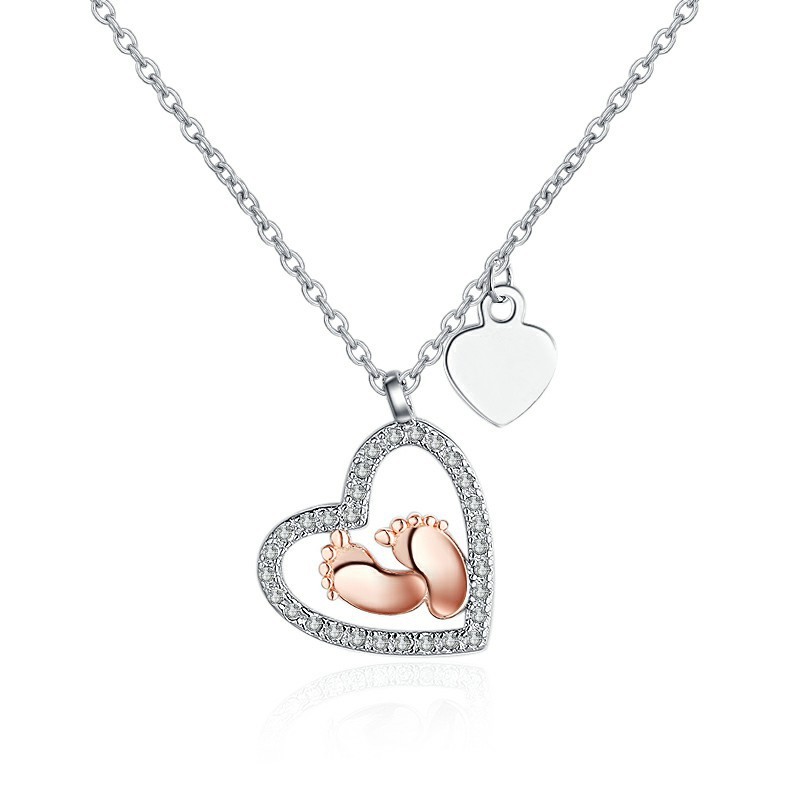 Heart Necklace Manufacturer - OEM 925 Baby Feet Pendant Mother's Gift