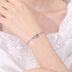 纯银手链工厂-可定制S925莫桑石心形链手链
