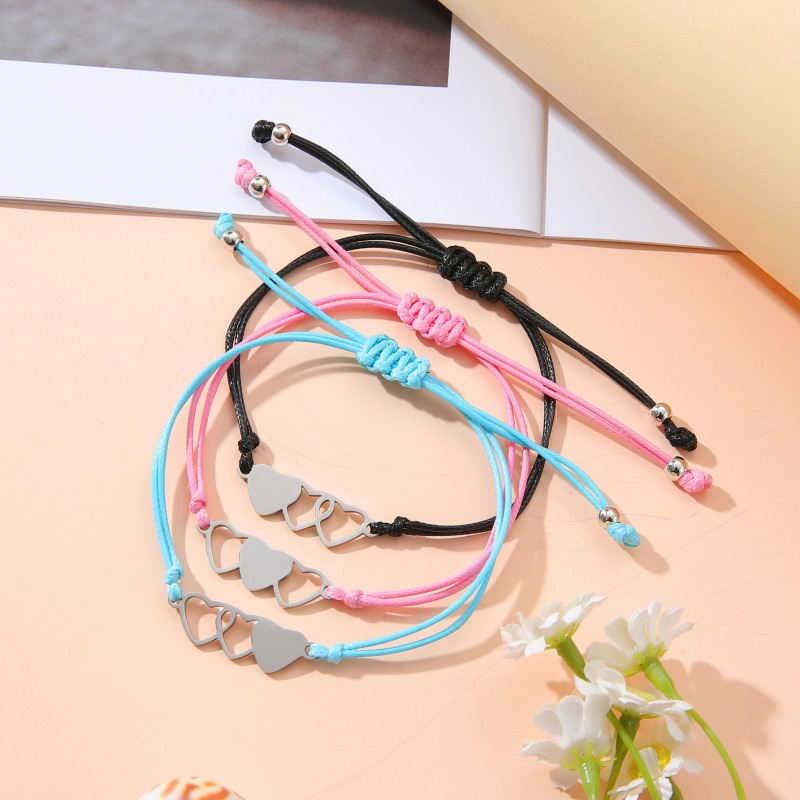 Mother Bracelet Factory - OEM Stainless Steel Hollow Heart Three Generations