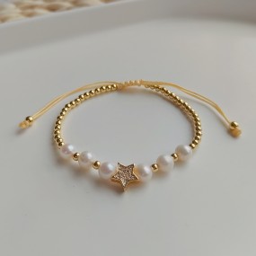 Woven Bracelet Manufacturer - OEM Synthetic Pearl Gold Pearl Moon Star