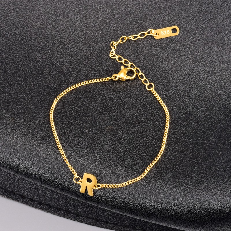 Letter Bracelet Manufacturer - OEM Stainless Steel Gold Plated 20cm