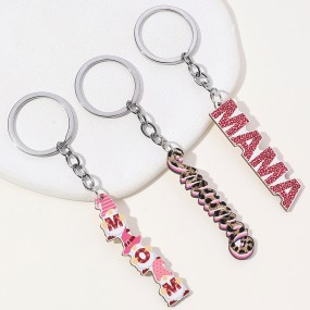 Keychain Manufacturer - OEM Wooden Dwarf Leopard MAMA Pink Pendant