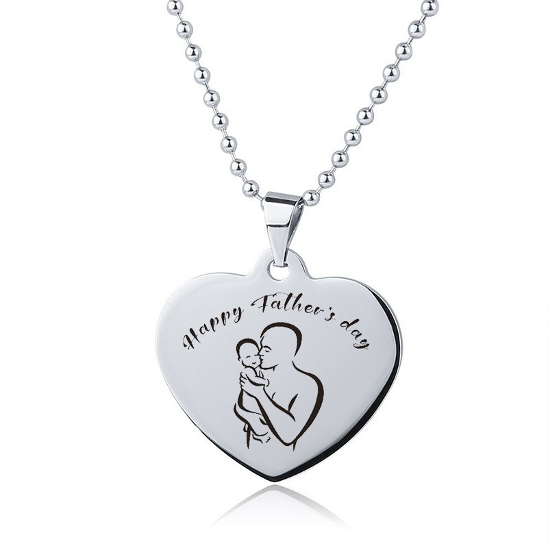 Father Necklace Manufacturer - OEM Geometric Heart Engraved Stainless Steel