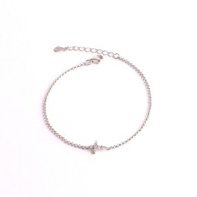 Sterling Silver Bracelet Manufacturer - OEM S925 Simple Zircon Cross Chain