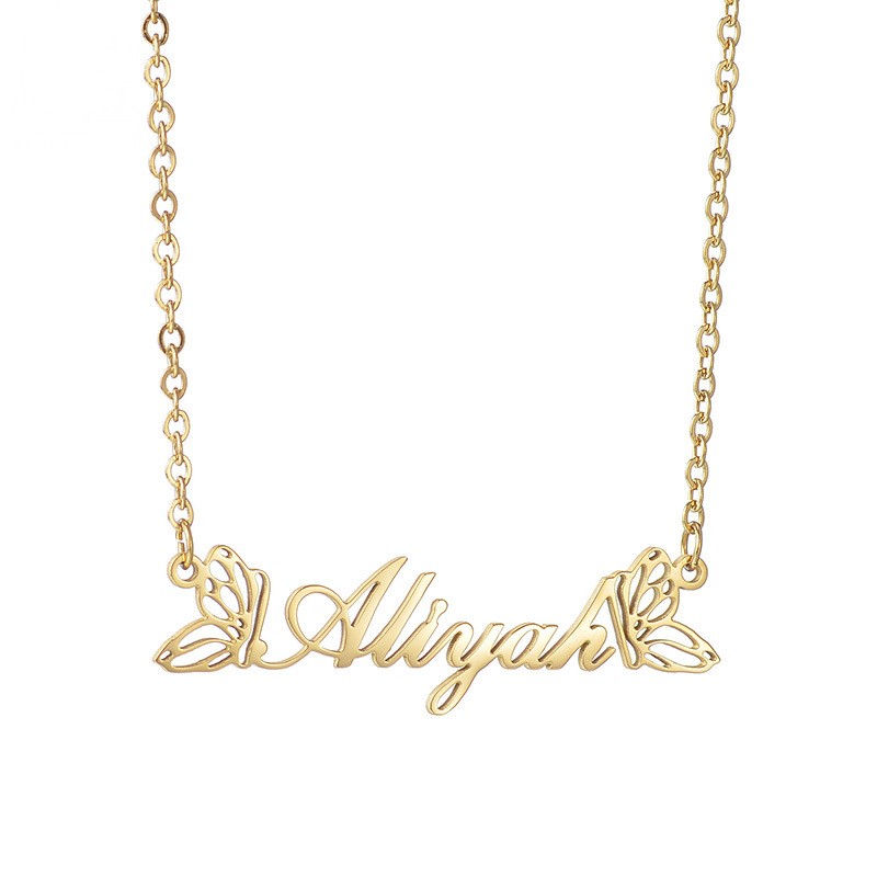 Name Necklace Manufacturer - OEM Custom Butterfly Letter Name Stainless Steel