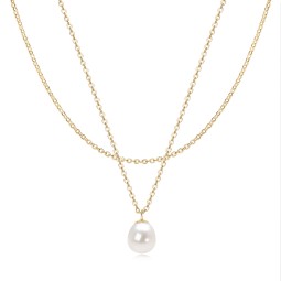 Sterling Silver Necklace Factory - OEM 925 Double Layered Natural Pearl Gold