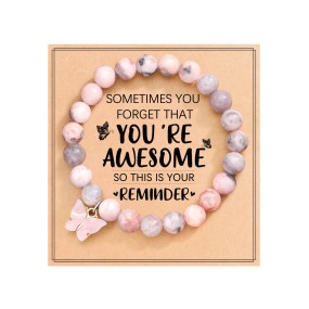 母亲手链工厂-可定制不锈钢粉色蝴蝶合成