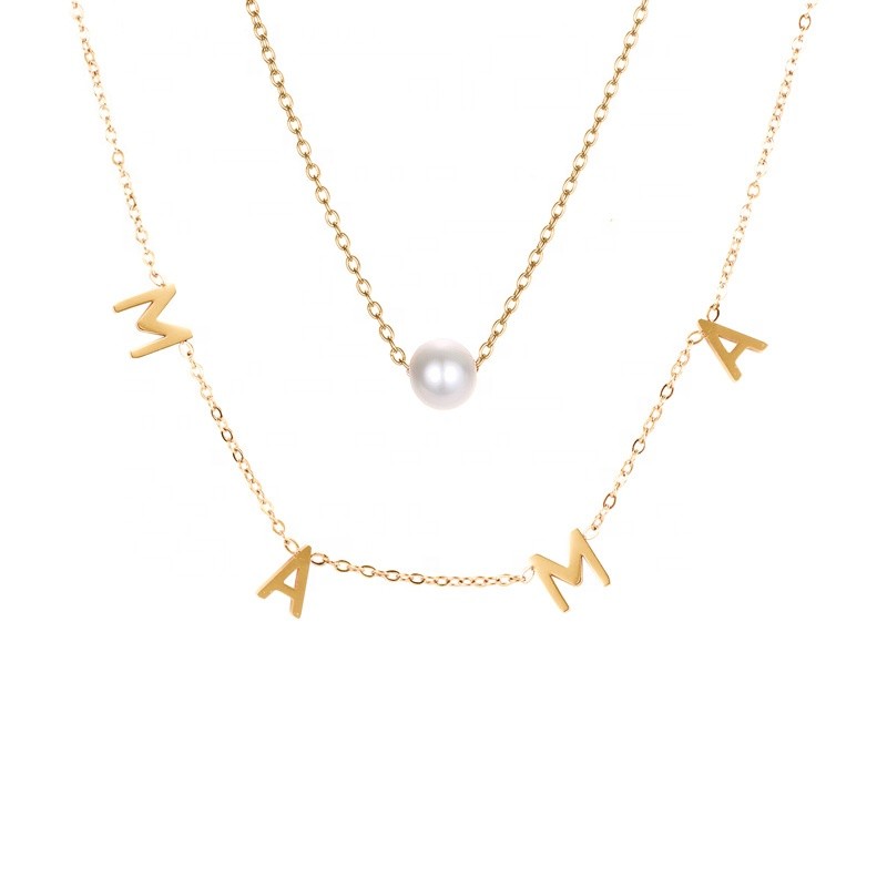 Mom Necklace Manufacturer - OEM Heart Circle Pearl 2pc Gold Plated