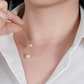 Sterling Silver Necklace Factory - OEM 925 Natural Shell Pearl Tassel Necklace