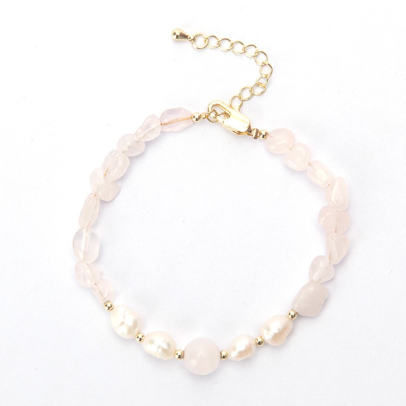 Woven Bracelet Factory - OEM Irregular Pearl Pink Crystal Beads