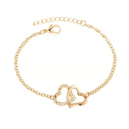 Sterling Silver Bracelet Factory - OEM S925 Zircon Double Heart Interlocking