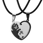 Cat Necklace Factory - OEM Cute Stainless Steel Love Peach Heart Couple