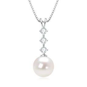 Sterling Silver Necklace Manufacturer - OEM 925 Square Zircon Pearl Pendant