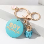 钥匙扣厂家-可定制印花BOY MAMA彩色流苏吊坠
