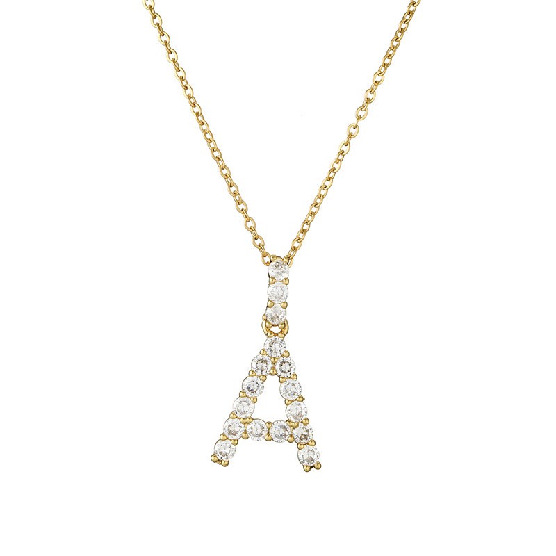Letter Necklace Manufacturer - OEM 18K Gold Plated Initial Cubic Zirconia