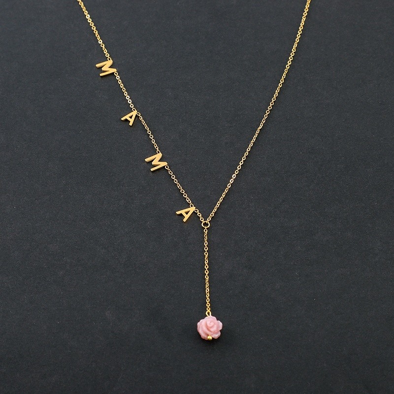 Mom Necklace Factory - OEM Gold Plated Shell Carved Roses Jewelry