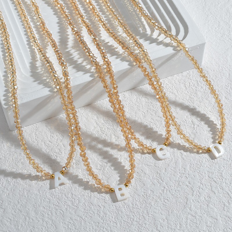 Name Necklace Factory - OEM Custom Crystal Beaded 26 Letter Stainless Steel