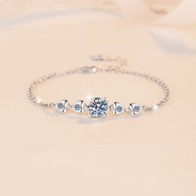 Sterling Silver Bracelet Factory - OEM S925 Moissanite Heart Chain Bracelet