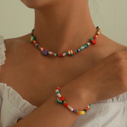 Fruit Jewelry Set Factory - OEM Sweet Beaded Rice Kids Necklace Bracelet