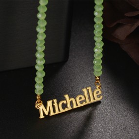 Name Necklace Factory - OEM Custom Crystal Beaded Letter Stainless Steel