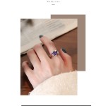 Sterling Silver Ring Manufacturer - OEM S925 Purple Zircon Heart Adjustable