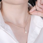 纯银项链厂家-可定制925天然珍珠圆锆石金