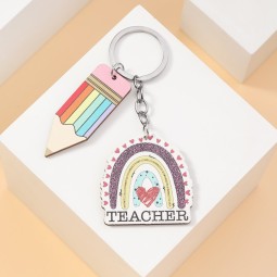 Teacher Keychain Manufacturer - OEM Wooden Pencil Rainbow Ruler Book