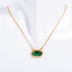 Stainless Steel Necklace Factory - OEM Birthstone Zircon Opal Pendant