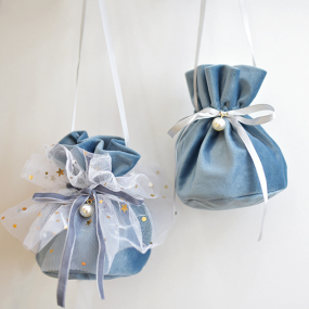 Velvet Gift Bags Factory - OEM Round Bottom Drawstring Pearl Bead Pouches