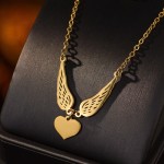 Name Necklace Manufacturer - OEM Custom Wings Heart Engraved Stainless Steel