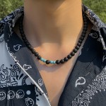 父亲项链工厂-可定制黑色火山绿松石拼布