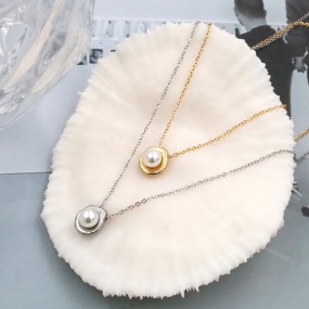 Pearl Necklace Factory - OEM Baroque Oval Pearl Stainless Steel Chain