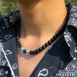 父亲项链工厂-可定制黑色火山绿松石拼布