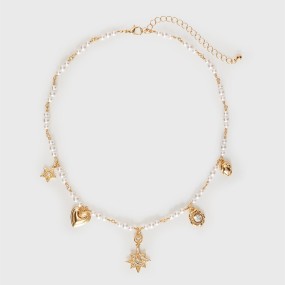 Stainless Steel Necklace Manufacturer - OEM Pentagram Zircon Pearl Pendant