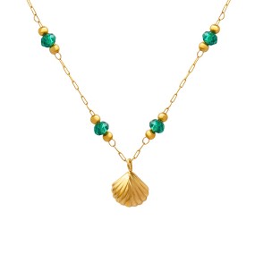 Crystal Necklace Factory - OEM Scallop Pendant 18K Gold Plated