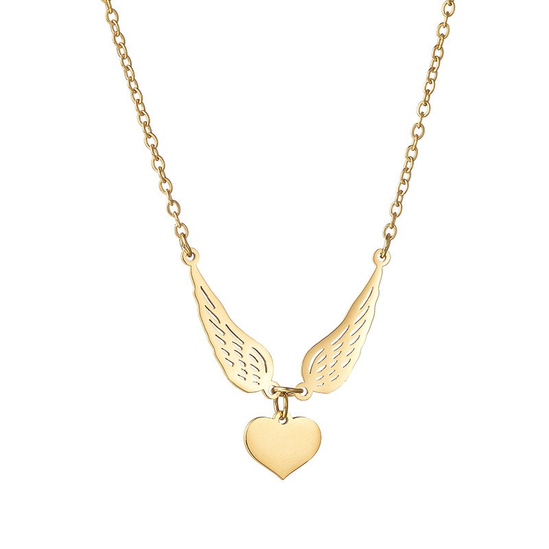 Name Necklace Manufacturer - OEM Custom Wings Heart Engraved Stainless Steel