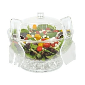 Salad Server Supplier - 6qt Clear Chilled Salad Bowl with Lid
