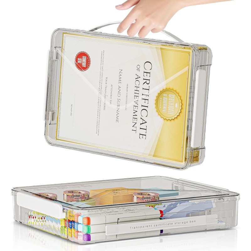 Magazine Box Supplier - Clear Stackable Storage Box with Handle