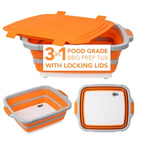 Collapsible Tub Manufacturer - Large 16L BBQ Prep Sink with Locking Lid