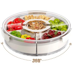 零食转盘厂家-带盖分格旋转盘