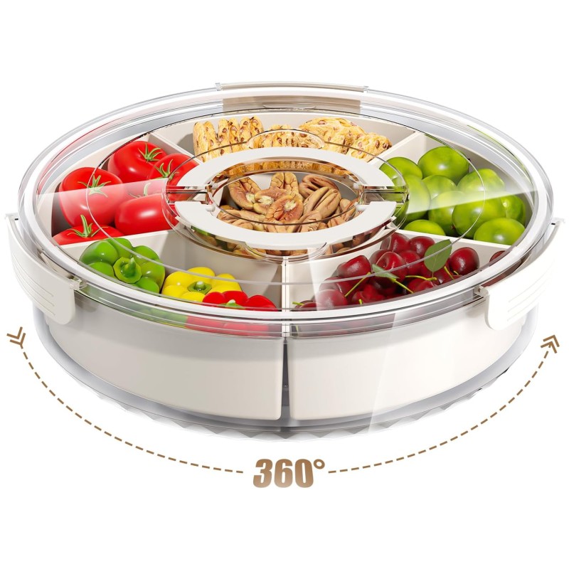 Snack Spinner Factory - Divided Rotating Tray with Lid