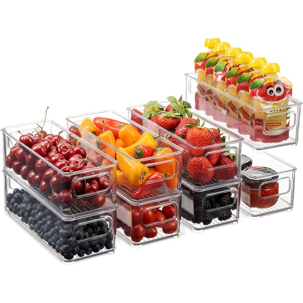 Food Storage Rack Factory - 8 Pack Stackable Bins with Handle