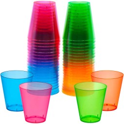 烈酒杯供应商-霓虹色一次性品酒杯