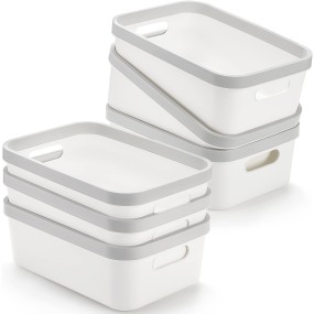 Storage Bin Factory - 6 Pack Plastic Organizer Bins with Handle
