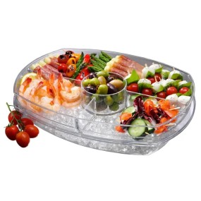 Appetizer Tray Manufacturer - 4 Compartment Transparent Serving Tray