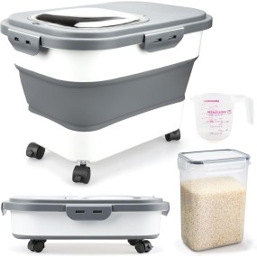 Rice Storage Container Manufacturer - Collapsible 30Lbs Bin with Wheels
