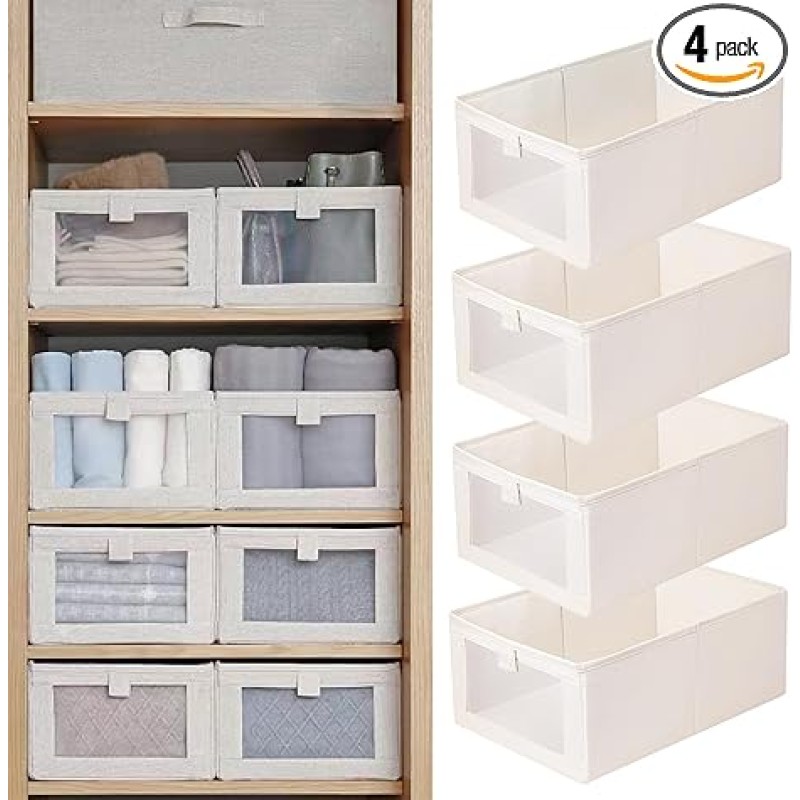 Linen Closet Organizer Manufacturer - Foldable Bins with Clear Window
