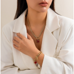 花卉项链厂家-珍珠链镀金叠戴