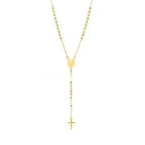 San Judas Cross Supplier - Gold Plated Bead Chain Rosary